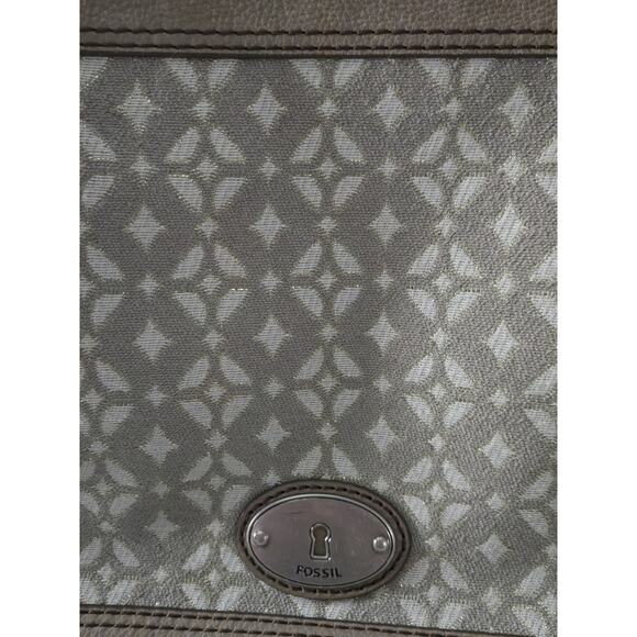 FOSSIL Brown Taupe Crossbody Bag Adjustable Strap Leather Accents - Picture 13 of 13
